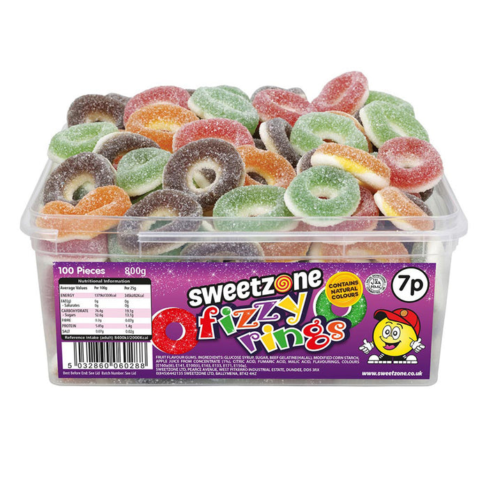 Sweetzone Fizzy Rings Tub 800g