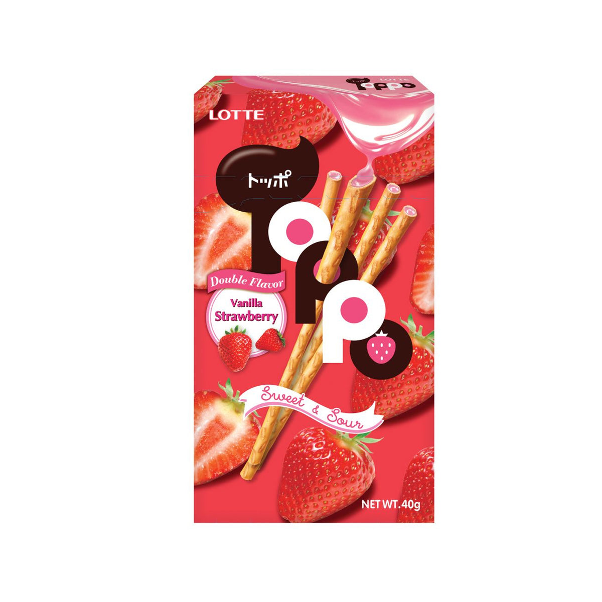 Lotte Toppo Vanilla Strawberry Filled Pretzel Sticks 40g — The Sweet Store