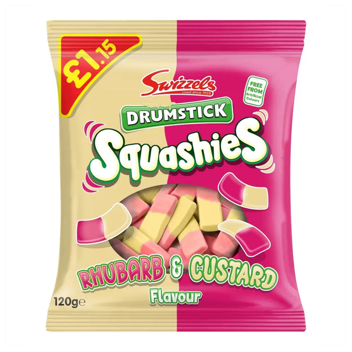 Swizzels Drumstick Squashies Rhubarb & Custard Flavour Bag 120g