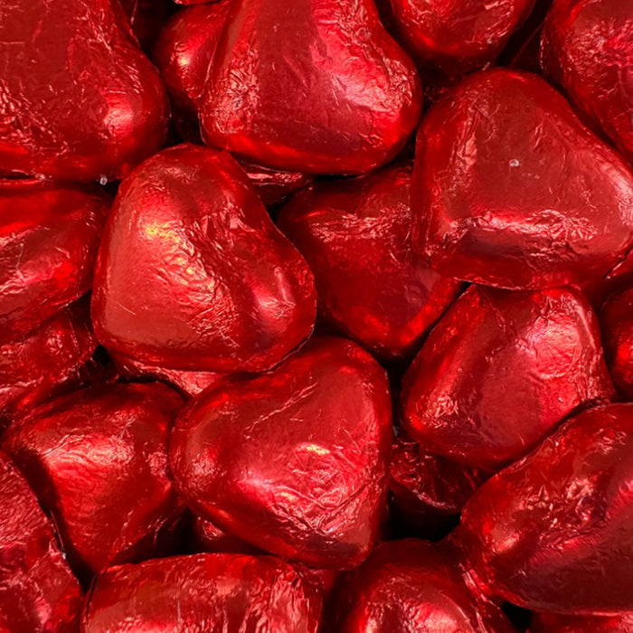 Luxury Red Foiled Milk Chocolate Hearts