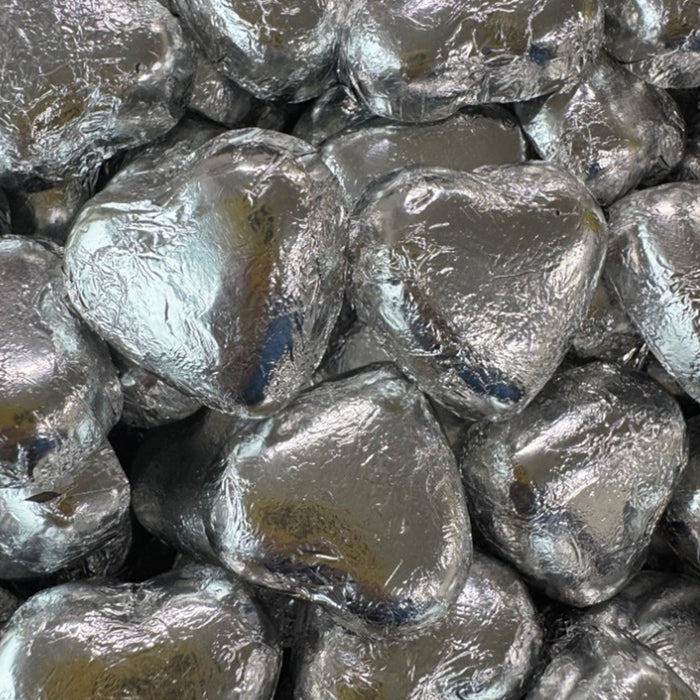 Luxury Silver Foil Milk Chocolate Hearts