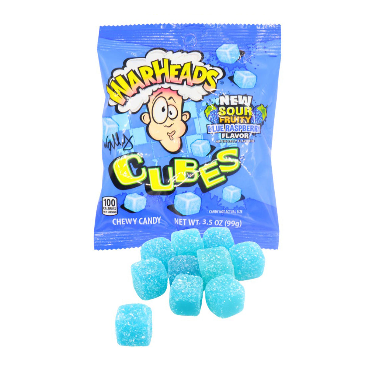 Warheads Blue Raspberry Cubes Bag 99g — The Sweet Store